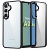 Case for Samsung Galaxy A05s - Shockproof - Transparent Hard Back - 2 Tempered Glasses - Black Silicone