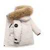 Winter Boys White Down Jacket Coat Baby Fur Collar Hooded CottonThicken Warm Soild Color Jacket For Children's Outwear Kids Clothes