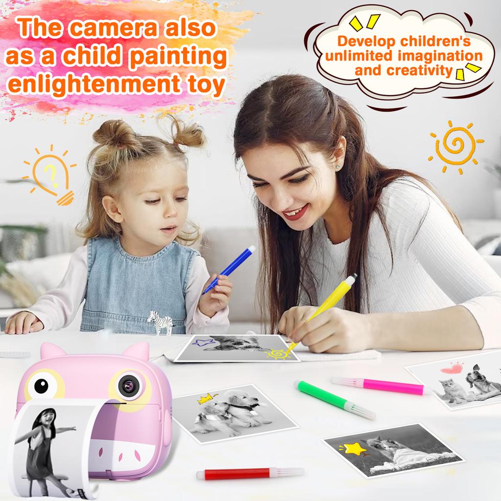 2,5K милая детская камера мгновенной печати 12-мегапиксельная детская цифровая камера детская камера мгновенной печати с 2,4-дюймовым экраном