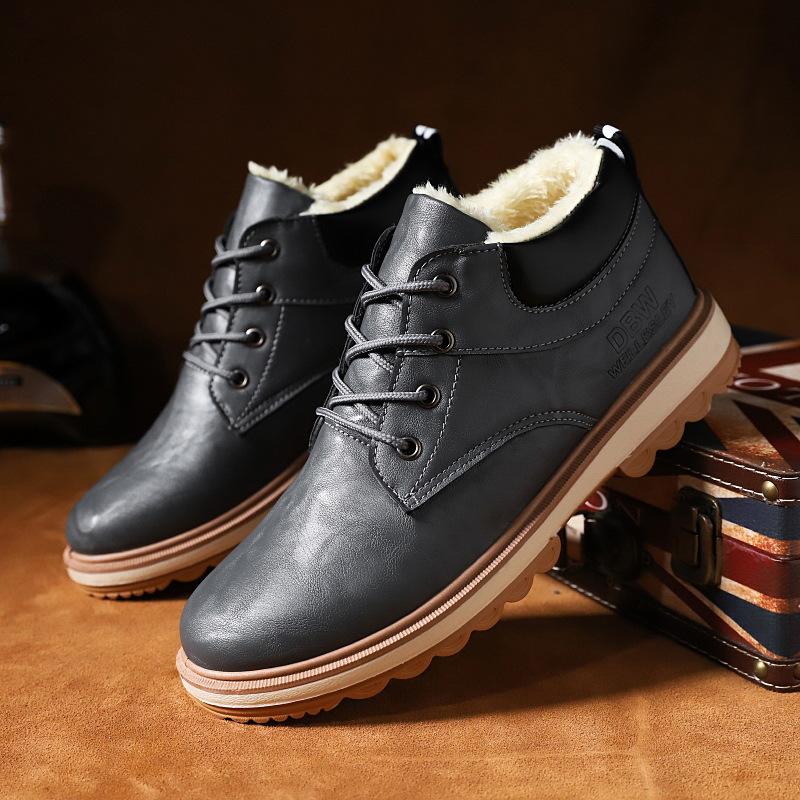 Модные ботинки, мужская модная обувь, мужская обувь, высокие мужские ботинки средней высоты в британском стиле, зимние ботинки из хлопка и бархата54