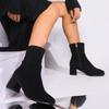 New Plus-size Square Toe Thick High Heels Modern Boots Oriental Simple Style Retro Fashion Cozy Zipper Ankle Boots