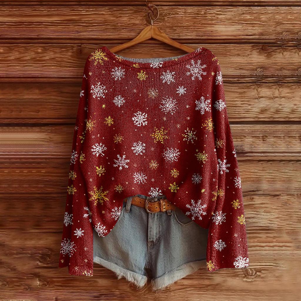 Women's Fashion Long Sleeve Christmas Snowman Snowflake Print Jacket Cardigan