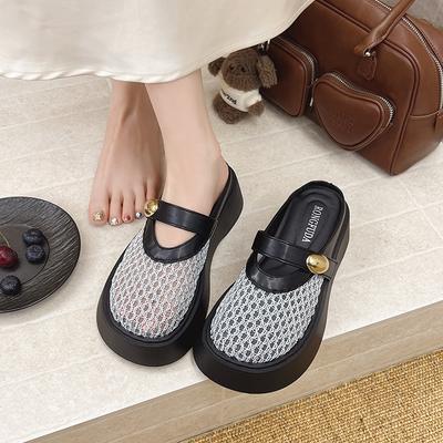 Босоножки Boken на платформе женские с закрытым носком, летняя обувь 2025, новая обувь, ленивые шлепанцы из сетки, прохладные шлепанцы