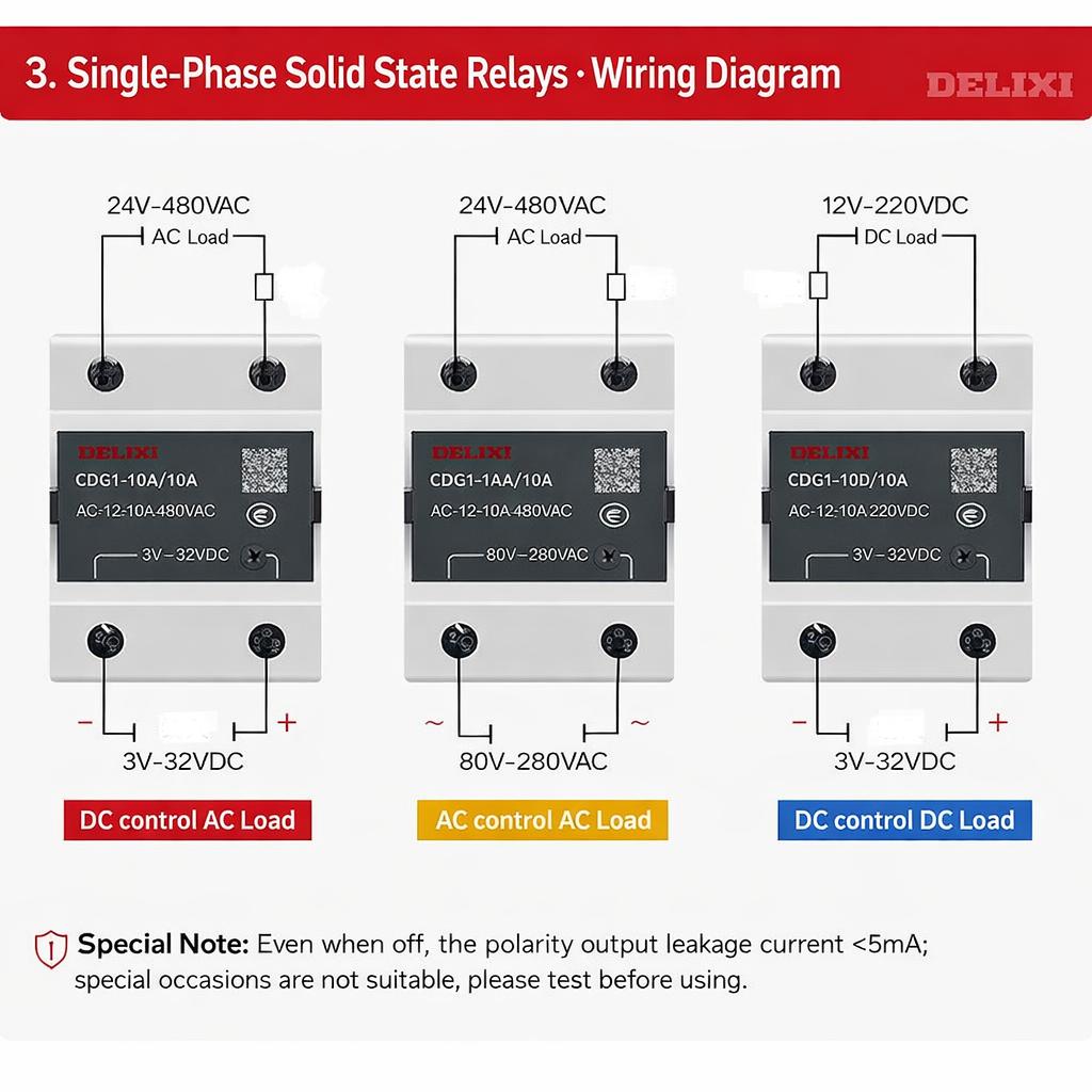 Delixi solid state relay SSR single-phase DC control AC 10A25A40A60A80A CDG11DA120A Relays 5