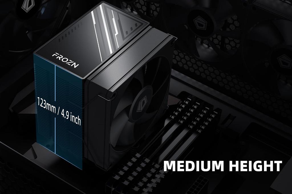 Small Side Flow CPU Cooler for with 92mm Fan Black ID-COOLING Intel&AMD FROZN-A400-BLACK