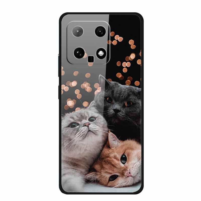 Чехол для телефона Xiaomi 14: Дизайн с разноцветными бабочками, Закаленное стекло, Креативный стиль, Хит продаж