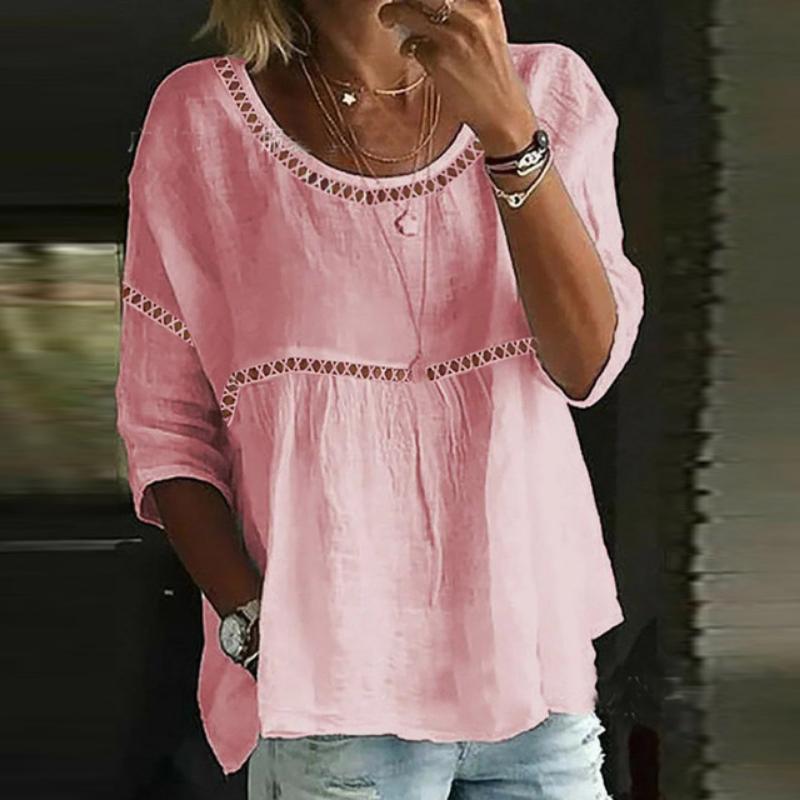 Модные блузки для Хэллоуина, весна-лето, белая розовая женская блузка, повседневные свободные милые женские хлопковые льняные топы