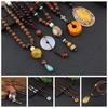 Festival Lucky Gift Party Handmade Nepal Necklace Horn Fish Pendant Mala Wood Bead Buddhist