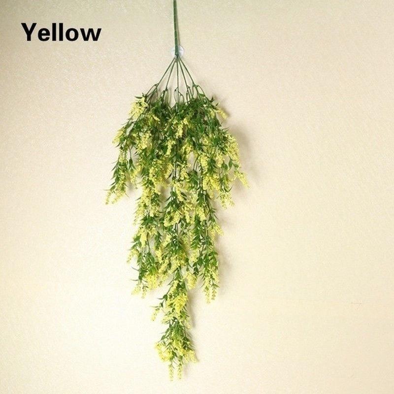 1 Pcs Beautiful Fashion Fake Plant Flowers Wall Artificial Hanging Lavender Vine Flower Rattan Home Garden Decoration