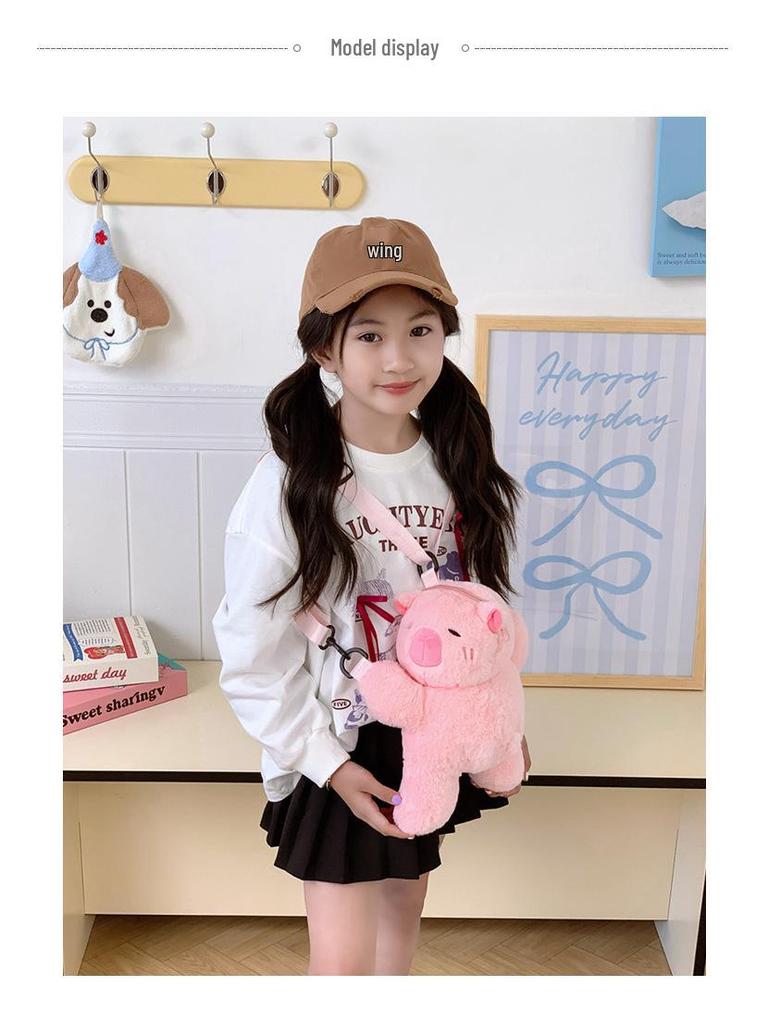 2025 Милый плюшевый пушистый рюкзак через плечо для маленьких девочек