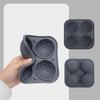 Silicone Ice Ball Tray with Lid 4 Cavities Easy Release BPA Free Summer Refrigerator Cocktail Whiskey Ice Sphere Maker Press Mold Kitchen Supplies
