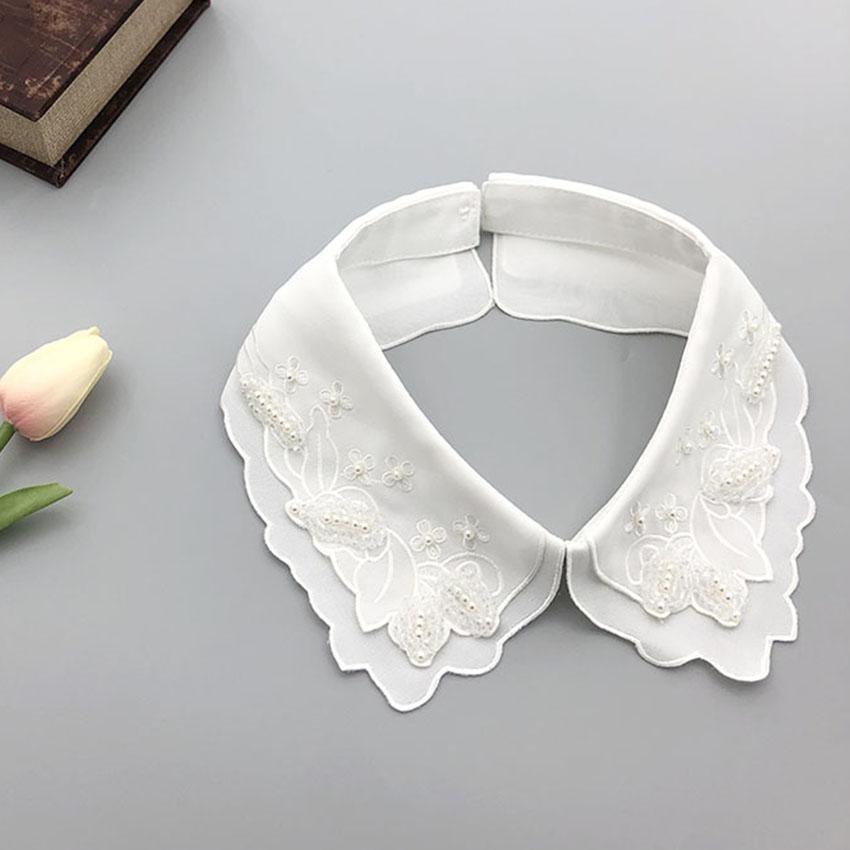 Белая черная рубашка с искусственным воротником для женщин, кружевной ажурный съемный воротник, ромбовидный лацкан, рубашка, блузка, топ, ожерелье, аксессуары для одежды