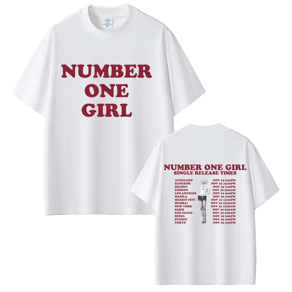 Футболка Rosé Number One Girl 2026 Мужская Женская Корейский Модный Тренд Футболки Унисекс Повседневный Хлопок С Круглым Вырезом Футболки Подарок для Фанатов