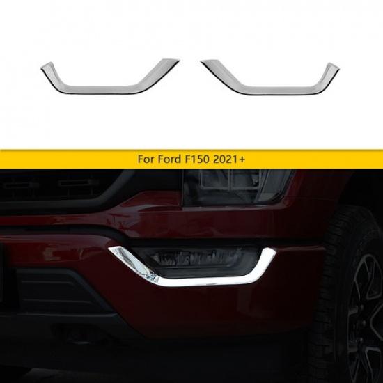 2x Front Fog Light Lamp Eyebrow Cover Trim Bezles For Ford F150 - Chrome