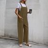 Женская мода, летние брюки-комбинезон из хлопка и льна, свободный повседневный комбинезон с карманами