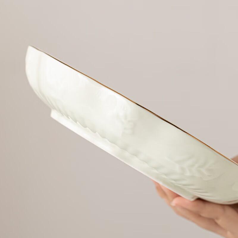 Susu Handmade Celadon Plum Blossom Dinner Plates (Set of 4)