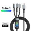 3 In 1 100W Transparent Fast Charging Cable Type C USB Micro For iPhone Samsung Huawei Xiaomi Pilot Lamp Charger USB C Cable 6A