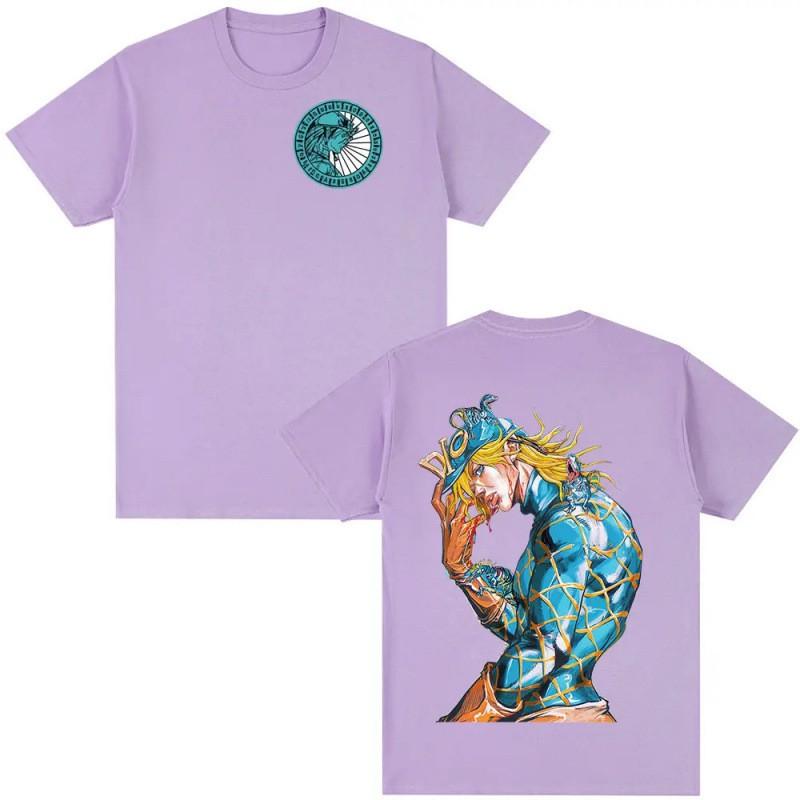 Mens Cotton Graphic Tee JoJo Bizarre Adventure Steel Ball Run Dieg Print Streetwear Short Sleeve T-Shirt
