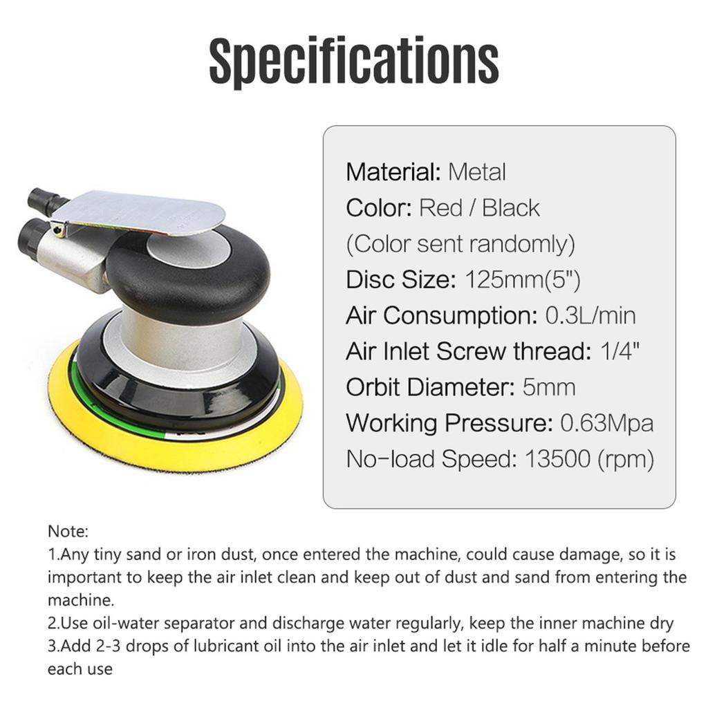 5''/6'' Pneumatic Sander Pneumatic Polisher Air Sander Air Palm Orbital Sander Grinder Palm Sander Sanding Machine Tool
