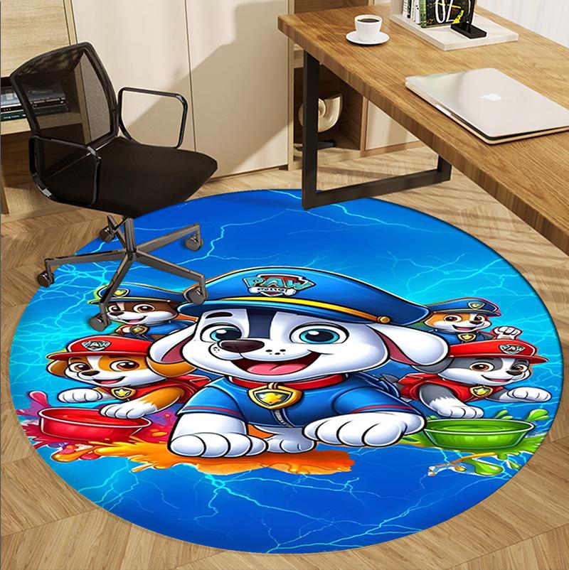 PAW Patrol Pattern Round Rug, Indoor/Outdoor Mat, for Picnic, Gameroom, Bedroom, Office, Living Room, Home Decor Carpet, Birthday Gift