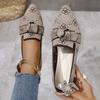 Pointed Flat-Bottomed Fly-Woven Casual Shoes Women'S Large-Size Foot-Set Bow One-Pedal Work Shoes