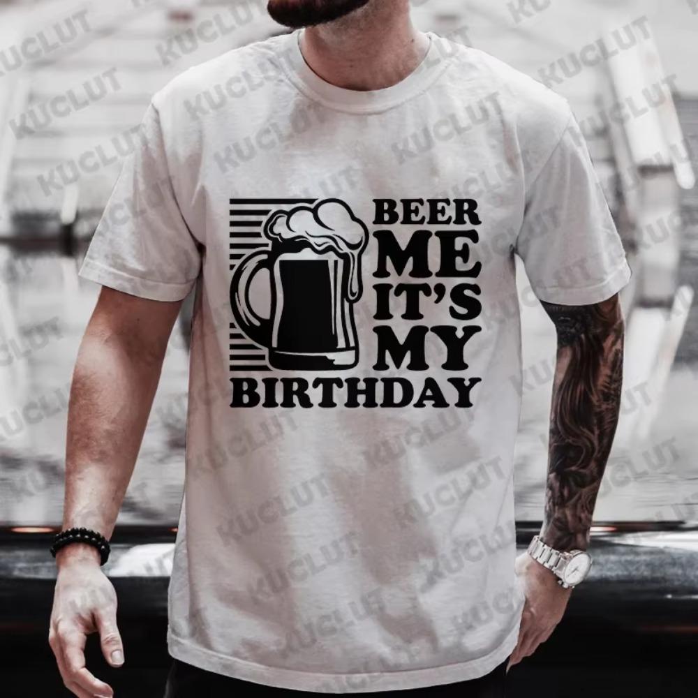 Футболки с надписью «Пивной день» с надписью «Пиво, я, это мой день рождения» Мужские футболки Одежда Y2K Мальчишник Выпивка Команда Парные футболки