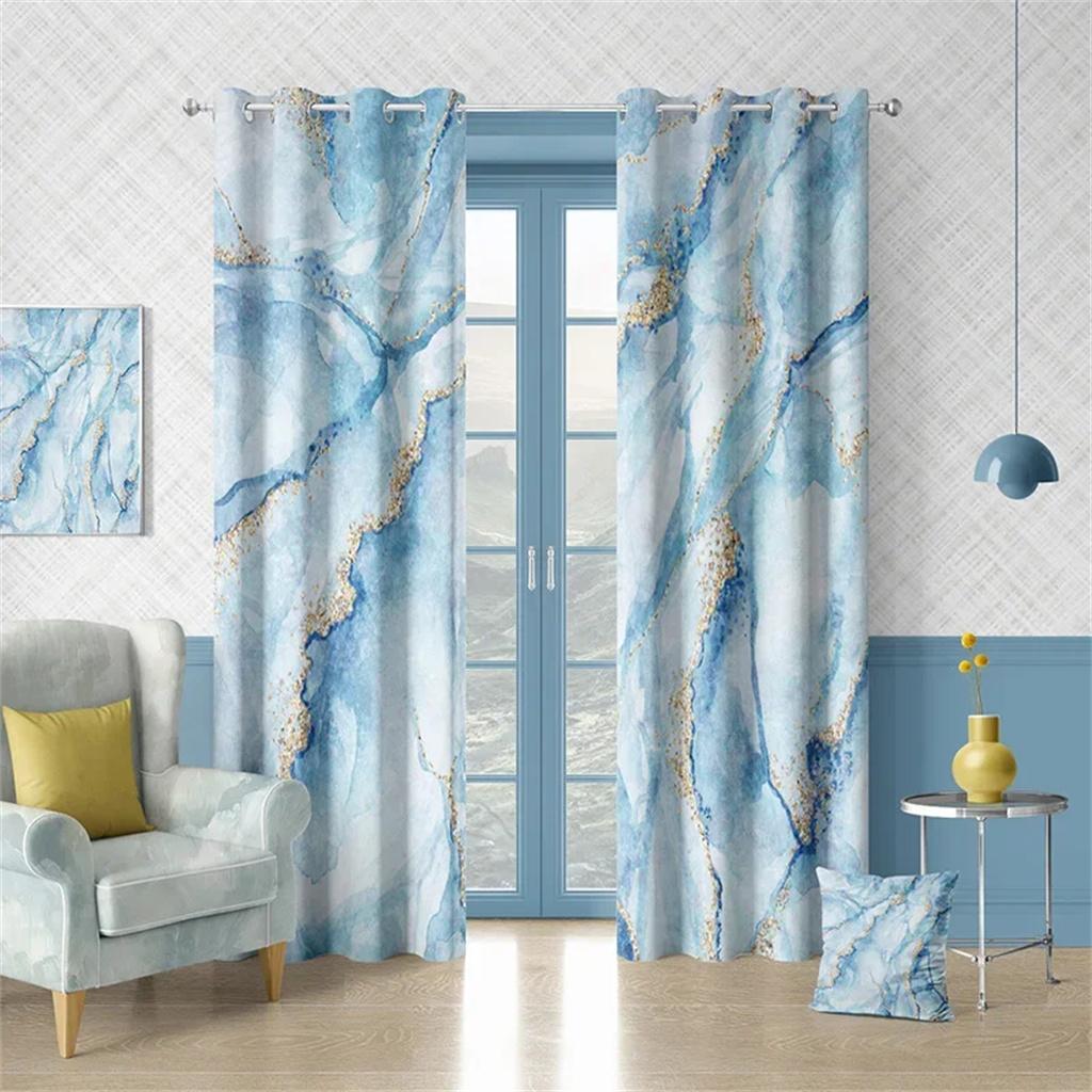 Роскошный мраморный черный золотой синий текстура занавес современный абстрактный стиль искусства для дома гостиная спальня балкон декор занавески