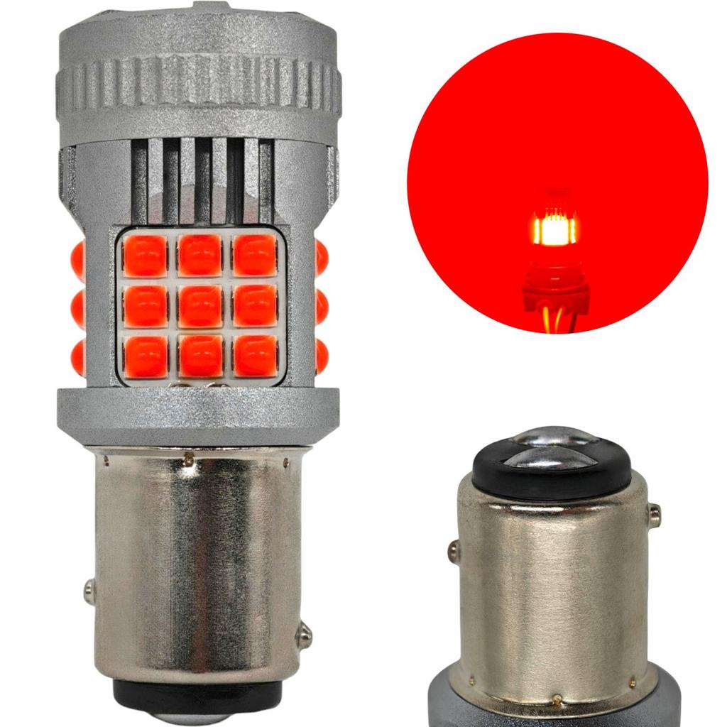 2 Pcs P21/5W LED Bulb BAY15D 12-24V Error-free 2200lm Red