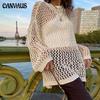 Harajuku Hollow Out Knit Pullovers Crewneck Autumn Vintage Fairycore Grunge Top Fashion Retro Smock Sweater