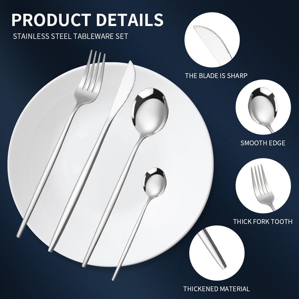 24 шт. Набор столовых приборов из нержавеющей стали, золотые вилки, ножи, чайные ложки, столовая посуда, столовые приборы, кухонные принадлежности для вечеринки в отеле, подарок