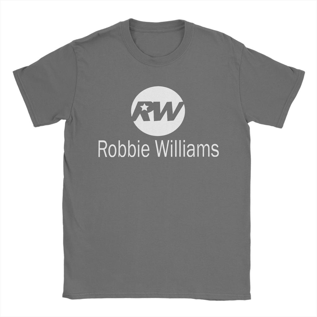 Винтажная футболка Robbie Williams Live 2025 Concert T-Shirt Men O Neck Pure Cotton T Shirt RW Singer Short Sleeve Tee Gift Merchandise