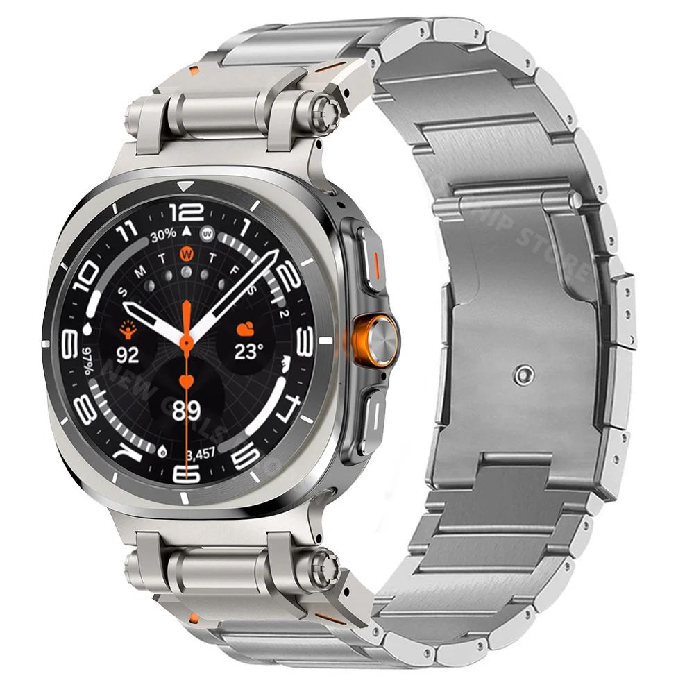 Титановый ремешок для Samsung Galaxy Watch 8 44 мм 40 мм 8 Classic 46 мм Роскошный ремешок Correa для GALAXY ULTRA 2025 2024 Мужской браслет