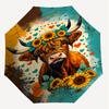 1PC Cow Sunflowers Automatic Open/Close Umbrella Compact Folding Umbrella with 8-Rib Shaft lightweight esign, Highquality Fabric1152A