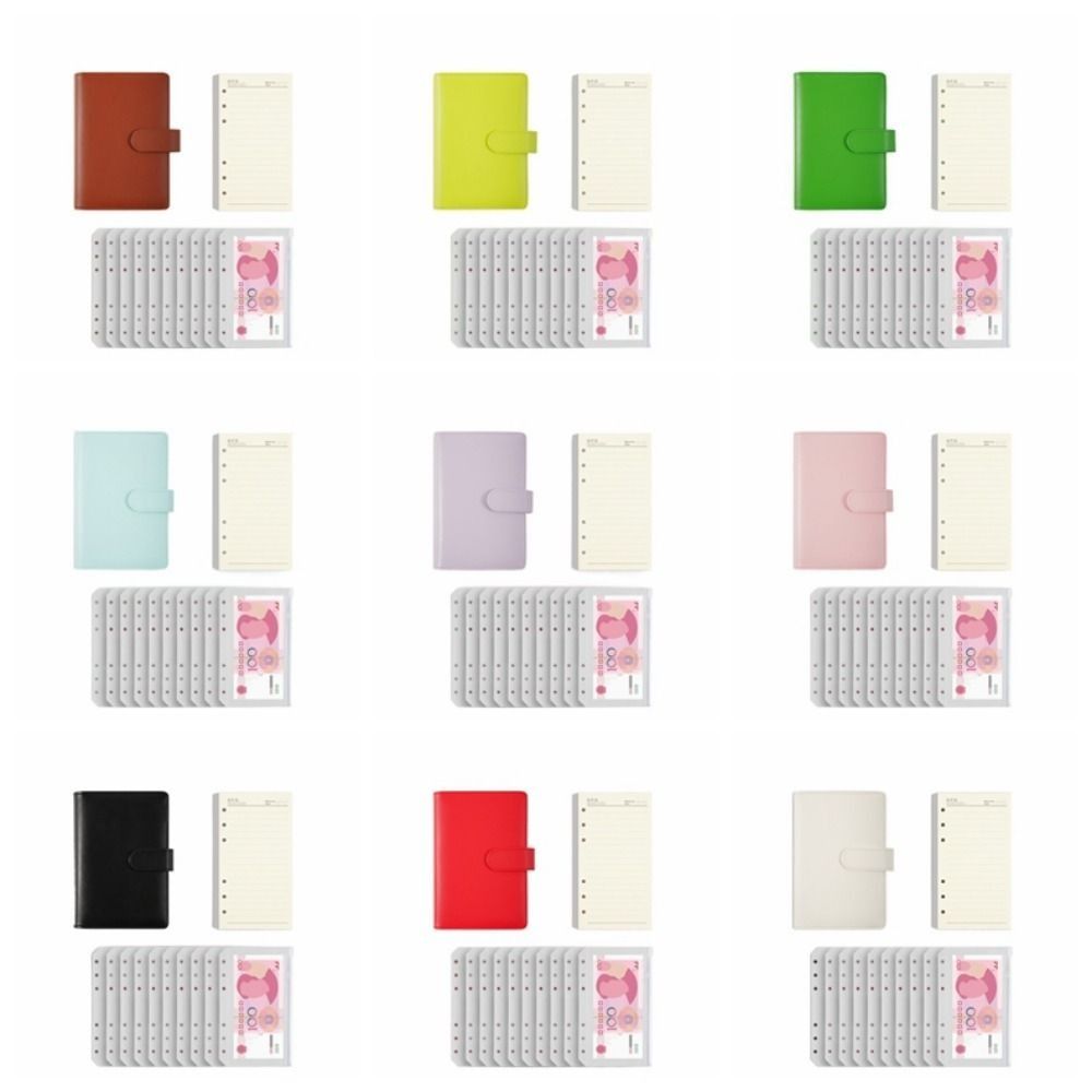 Pu Leather Saving Money Binder Macarone Color Budget Binder Loose-Leaf Notebook Savings Handbook