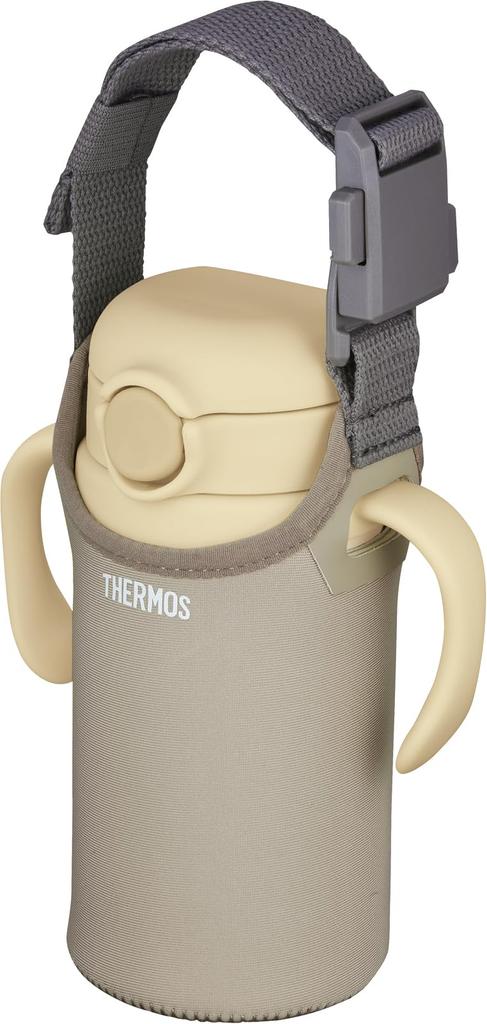 Thermos Straw Mug Pouch, 350ml Capacity, Beige, with Easy-AttachRemove Buckle, APK-350 BE