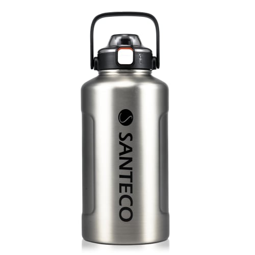 SANTECO Vacuum Insulated Water Bottle, Large Capacity, 1900ml, Keeps Cold or Hot, Includes Straw, Compatible with Direct Drinking, Sports Drinks, Styl