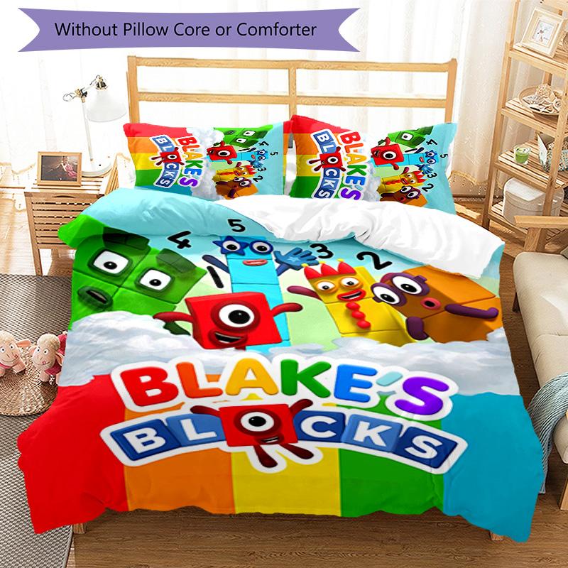 3pcs Numberblocks2 pattern bedding set duvet cover set includes duvet cover &pillowcases, perfect all season bedroom decoration & gift