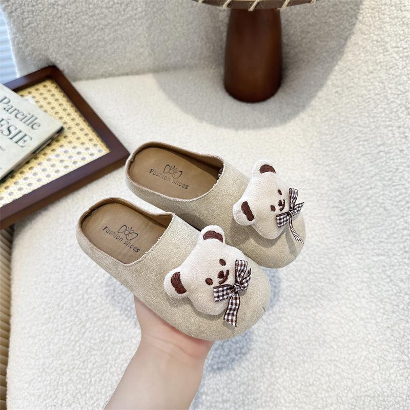 Girls' Fashionable Outdoor Closed-Toe Mules, New Spring and Autumn Soft Sole Non-Slip Birkenstock Shoes for Older Children, Slip-On Shoes