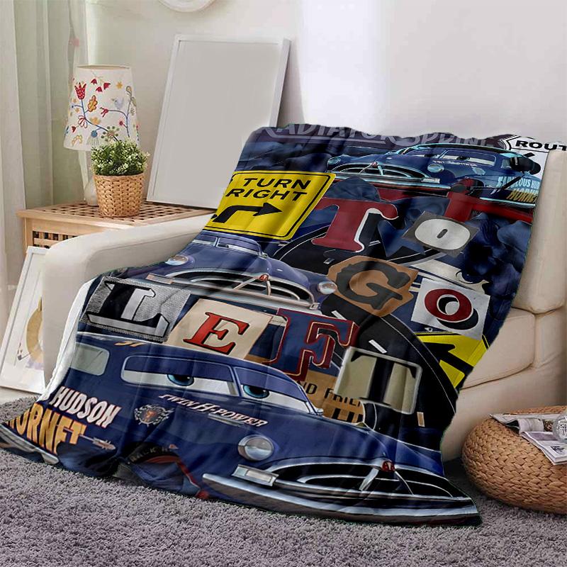 1pc Car Adventure Flannel Blanket Soft Warm Throw Blanket for Bedroom Living Room Bed Travel Camping Picnic Gift. M730059