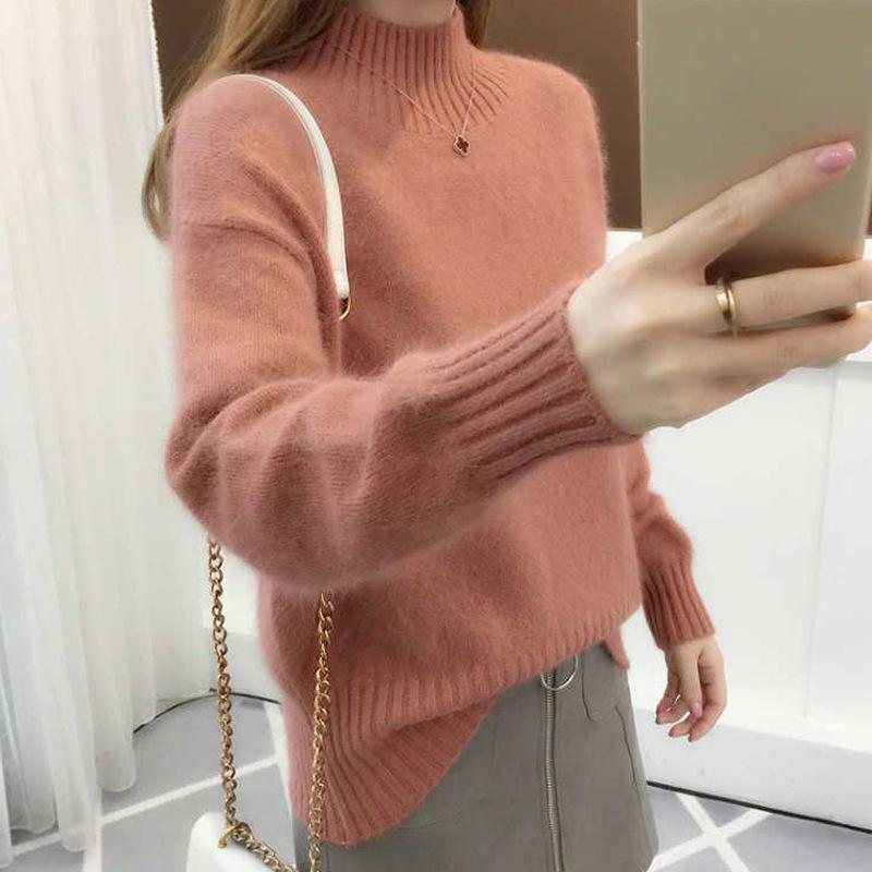 Базовый вязаный кашемировый свитер, женский пуловер, мягкий свитер, женская одежда, свободный повседневный женский джемпер, корейская мода