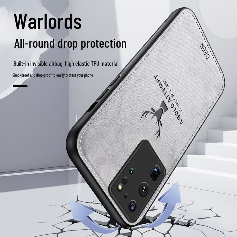 Elk Anti-Fall Protective Cover for Samsung Galaxy S20 Ultra/FE/S10/S9/S8 Cloth Pattern Case