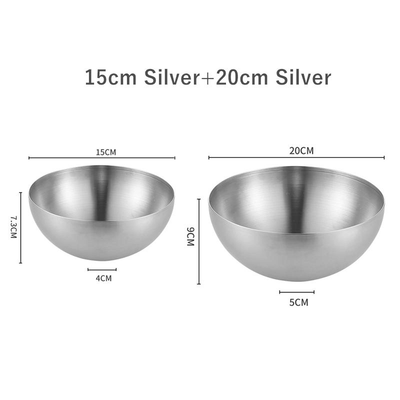 2 шт., нержавеющая сталь, миска для салата из лапши, серебряная, золотая, кухонная, фруктовая, миска для рамена, контейнер для смешивания яиц, корейская посуда 15/20 см