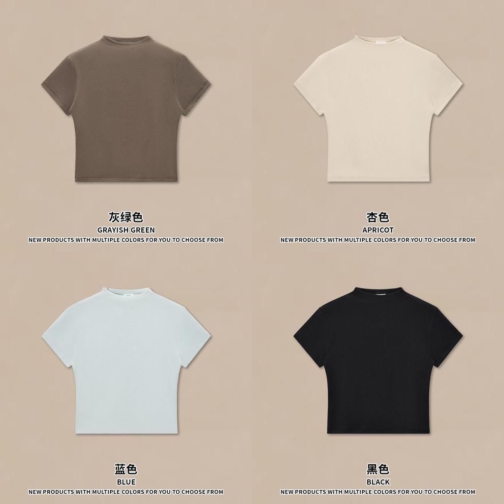 Streetwear Basic T Shirt With Small High Collar For Casual And Sports Use