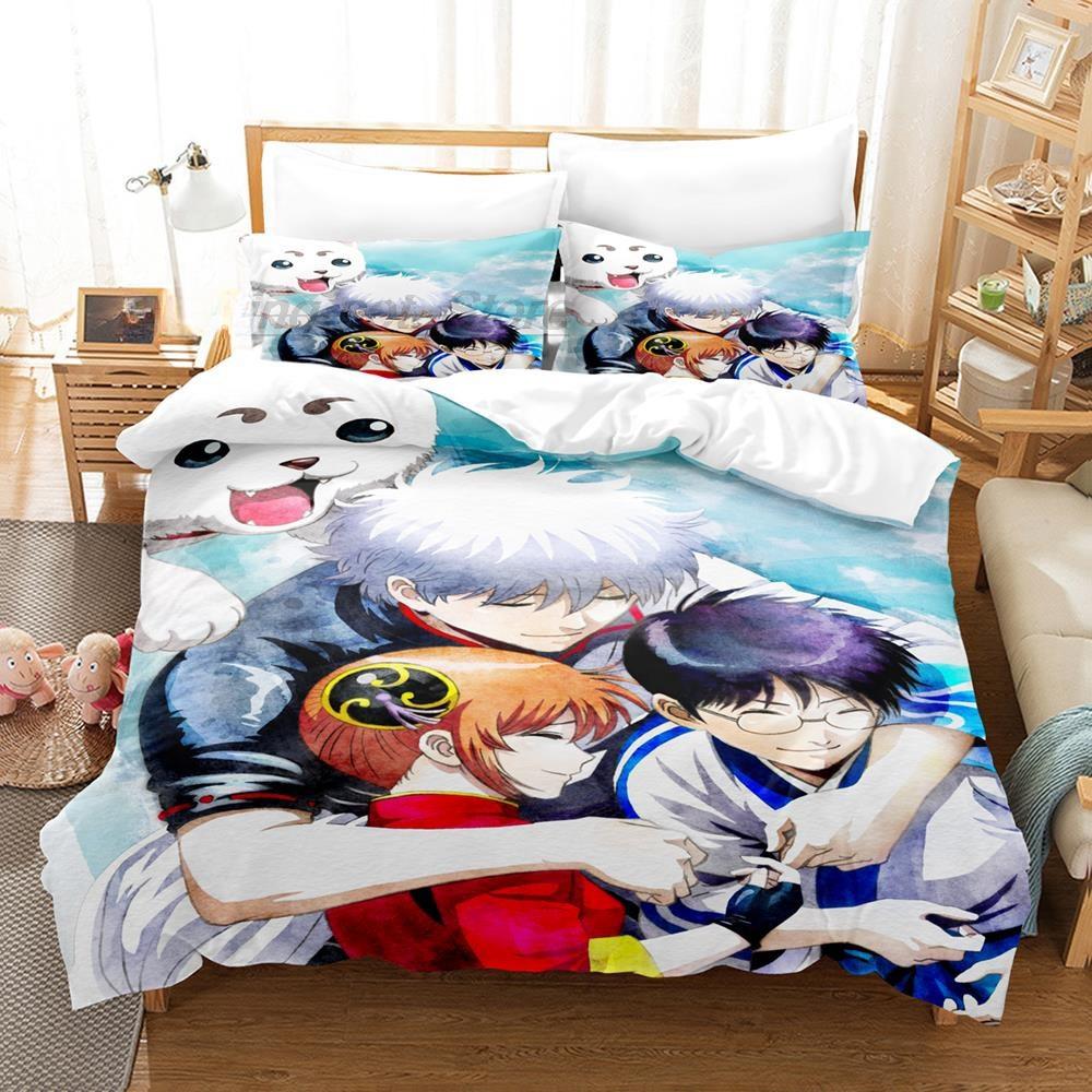 Fashion 3D Anime With Bed Linen Collection Gintama Bedding Collection Single Twin Full Queen King Size Bed Collection Adult Kid Bedroom Duvet Cover