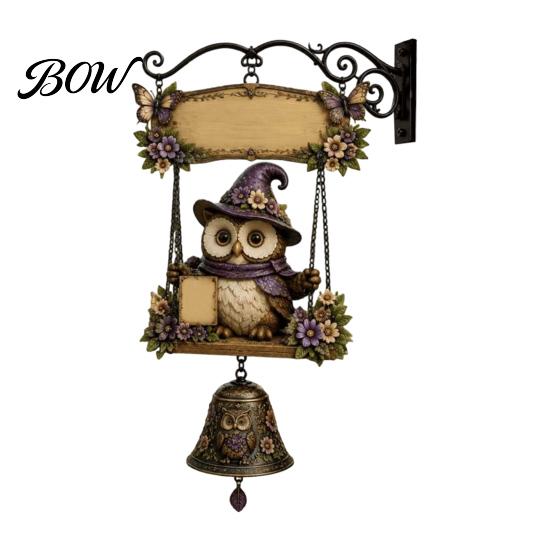 Distressed Wood Grain Sign Garden Gnome Bell, Welcome Outdoor Hanging Doorbell, Holiday Decorative Wall Plaque Wind Chimes for Patio Home