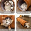 Foldable Cartoon Cat Tunnel with Peek Hole and Plush Balls - Interactive Pet Toy for Cats and Rabbits