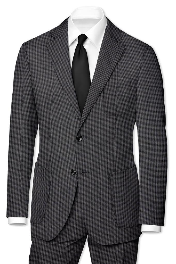 Шерстяной блейзер в серо-стальном цвете с узором "гусиная лапка"