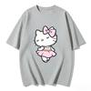 Summer New Arrival Kawaii Hello Kitty Ballerina Print Couple T Shirts Casual Loose Family Matching Outfits Parentchild Tee