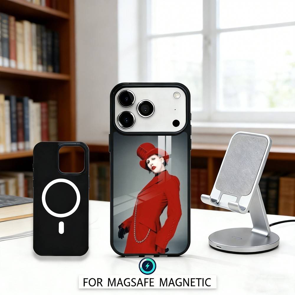 M-Manson M-MarilynS Singer Phone Case For iPhone17,16,15,14,13,12,Pro,Max,Magnetic For Magsafe Wireless Charging