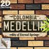 2D Flat Retro Medellin City Metal Plaque Vintage Wall Decor Colombia Cultural Art Gift